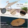 imageGiantex 10 ft Patio Umbrella with 112 Solar Meteor Shower Lights Outdoor Table Market Umbrellas with 8 Ribs Tilt Adjustment Crank Handle for Backyard Garden Lawn PoolsideBeige