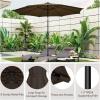 imageGiantex 10 ft Patio Umbrella with 112 Solar Meteor Shower Lights Outdoor Table Market Umbrellas with 8 Ribs Tilt Adjustment Crank Handle for Backyard Garden Lawn PoolsideCoffee
