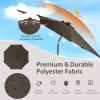 imageGiantex 10 ft Patio Umbrella with 112 Solar Meteor Shower Lights Outdoor Table Market Umbrellas with 8 Ribs Tilt Adjustment Crank Handle for Backyard Garden Lawn PoolsideCoffee