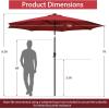 imageGiantex 10 ft Patio Umbrella with 112 Solar Meteor Shower Lights Outdoor Table Market Umbrellas with 8 Ribs Tilt Adjustment Crank Handle for Backyard Garden Lawn PoolsideBurgundy