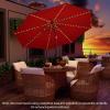 imageGiantex 10 ft Patio Umbrella with 112 Solar Meteor Shower Lights Outdoor Table Market Umbrellas with 8 Ribs Tilt Adjustment Crank Handle for Backyard Garden Lawn PoolsideBurgundy