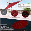 imageGiantex 10 ft Patio Umbrella with 112 Solar Meteor Shower Lights Outdoor Table Market Umbrellas with 8 Ribs Tilt Adjustment Crank Handle for Backyard Garden Lawn PoolsideBurgundy
