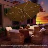 imageGiantex 10 ft Patio Umbrella with 112 Solar Meteor Shower Lights Outdoor Table Market Umbrellas with 8 Ribs Tilt Adjustment Crank Handle for Backyard Garden Lawn PoolsideCoffee