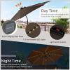 imageGiantex 10 ft Patio Umbrella with 112 Solar Meteor Shower Lights Outdoor Table Market Umbrellas with 8 Ribs Tilt Adjustment Crank Handle for Backyard Garden Lawn PoolsideCoffee