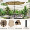 imageGiantex 10 ft Patio Umbrella with 112 Solar Meteor Shower Lights Outdoor Table Market Umbrellas with 8 Ribs Tilt Adjustment Crank Handle for Backyard Garden Lawn PoolsideBeige