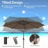imageGiantex 10 ft Patio Umbrella with 112 Solar Meteor Shower Lights Outdoor Table Market Umbrellas with 8 Ribs Tilt Adjustment Crank Handle for Backyard Garden Lawn PoolsideCoffee