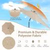 imageGiantex 10 ft Patio Umbrella with 112 Solar Meteor Shower Lights Outdoor Table Market Umbrellas with 8 Ribs Tilt Adjustment Crank Handle for Backyard Garden Lawn PoolsideBeige