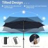 imageGiantex 10 ft Patio Umbrella with 112 Solar Meteor Shower Lights Outdoor Table Market Umbrellas with 8 Ribs Tilt Adjustment Crank Handle for Backyard Garden Lawn PoolsideNavy