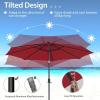 imageGiantex 10 ft Patio Umbrella with 112 Solar Meteor Shower Lights Outdoor Table Market Umbrellas with 8 Ribs Tilt Adjustment Crank Handle for Backyard Garden Lawn PoolsideBurgundy