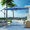 imageGiantex 10FT Patio Offset Umbrella 8 Ribs Cantilever Umbrella Outdoor wCrank Cross Base Tilt Adjustment Large Hanging Market Umbrella for Poolside Yard Lawn GardenNavy