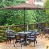 imageGiantex 10ft Outdoor Patio Umbrella Market Table umbrella wTilt Adjustment and Crank 180G Polyester Garden Canopy for Deck Backyard Pool Indoor OutdoorTan