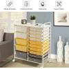 imageGiantex 15 Drawer Rolling Cart with Drawers Storage Organizer Cart for Classroom Office School Teacher Mobile Drawer Cart for Tools Crafts Small Printer Paper PastelBeigeYellowGrey