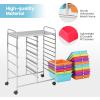 imageGiantex 15 Drawer Rolling Cart with Drawers Storage Organizer Cart for Classroom Office School Teacher Mobile Drawer Cart for Tools Crafts Small Printer Paper PastelMulticolor