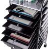imageGiantex 15 Drawer Rolling Cart with Drawers Storage Organizer Cart for Classroom Office School Teacher Mobile Drawer Cart for Tools Crafts Small Printer Paper PastelBlack