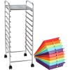 imageGiantex 15 Drawer Rolling Cart with Drawers Storage Organizer Cart for Classroom Office School Teacher Mobile Drawer Cart for Tools Crafts Small Printer Paper PastelRedOrangeGreenBluePurple