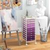 imageGiantex 15 Drawer Rolling Cart with Drawers Storage Organizer Cart for Classroom Office School Teacher Mobile Drawer Cart for Tools Crafts Small Printer Paper PastelPurple Gradient