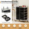 imageGiantex 15 Drawer Rolling Cart with Drawers Storage Organizer Cart for Classroom Office School Teacher Mobile Drawer Cart for Tools Crafts Small Printer Paper PastelBlack