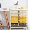 imageGiantex 15 Drawer Rolling Cart with Drawers Storage Organizer Cart for Classroom Office School Teacher Mobile Drawer Cart for Tools Crafts Small Printer Paper PastelBeigeYellowGrey