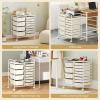 imageGiantex 15 Drawer Rolling Cart with Drawers Storage Organizer Cart for Classroom Office School Teacher Mobile Drawer Cart for Tools Crafts Small Printer Paper PastelIvory