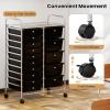imageGiantex 15 Drawer Rolling Cart with Drawers Storage Organizer Cart for Classroom Office School Teacher Mobile Drawer Cart for Tools Crafts Small Printer Paper PastelBlack
