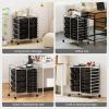 imageGiantex 15 Drawer Rolling Cart with Drawers Storage Organizer Cart for Classroom Office School Teacher Mobile Drawer Cart for Tools Crafts Small Printer Paper PastelBlack