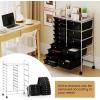 imageGiantex 15 Drawer Rolling Cart with Drawers Storage Organizer Cart for Classroom Office School Teacher Mobile Drawer Cart for Tools Crafts Small Printer Paper PastelBlack