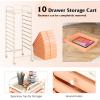 imageGiantex 15 Drawer Rolling Cart with Drawers Storage Organizer Cart for Classroom Office School Teacher Mobile Drawer Cart for Tools Crafts Small Printer Paper PastelPeach Fuzz