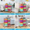 imageGiantex 15 Drawer Rolling Cart with Drawers Storage Organizer Cart for Classroom Office School Teacher Mobile Drawer Cart for Tools Crafts Small Printer Paper PastelMulticolor