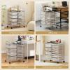 imageGiantex 15 Drawer Rolling Cart with Drawers Storage Organizer Cart for Classroom Office School Teacher Mobile Drawer Cart for Tools Crafts Small Printer Paper PastelClear