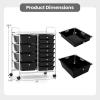 imageGiantex 15 Drawer Rolling Cart with Drawers Storage Organizer Cart for Classroom Office School Teacher Mobile Drawer Cart for Tools Crafts Small Printer Paper PastelBlack