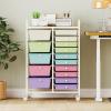 imageGiantex 15 Drawer Rolling Cart with Drawers Storage Organizer Cart for Classroom Office School Teacher Mobile Drawer Cart for Tools Crafts Small Printer Paper PastelPastel Ice Cream