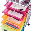 imageGiantex 15 Drawer Rolling Cart with Drawers Storage Organizer Cart for Classroom Office School Teacher Mobile Drawer Cart for Tools Crafts Small Printer Paper PastelMulticolor