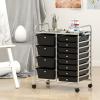 imageGiantex 15 Drawer Rolling Cart with Drawers Storage Organizer Cart for Classroom Office School Teacher Mobile Drawer Cart for Tools Crafts Small Printer Paper PastelBlack