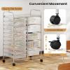 imageGiantex 15 Drawer Rolling Cart with Drawers Storage Organizer Cart for Classroom Office School Teacher Mobile Drawer Cart for Tools Crafts Small Printer Paper PastelClear