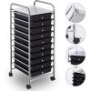 imageGiantex 15 Drawer Rolling Cart with Drawers Storage Organizer Cart for Classroom Office School Teacher Mobile Drawer Cart for Tools Crafts Small Printer Paper PastelBlack
