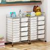 imageGiantex 15 Drawer Rolling Cart with Drawers Storage Organizer Cart for Classroom Office School Teacher Mobile Drawer Cart for Tools Crafts Small Printer Paper PastelIvory
