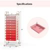 imageGiantex 15 Drawer Rolling Cart with Drawers Storage Organizer Cart for Classroom Office School Teacher Mobile Drawer Cart for Tools Crafts Small Printer Paper PastelRed