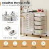imageGiantex 15 Drawer Rolling Cart with Drawers Storage Organizer Cart for Classroom Office School Teacher Mobile Drawer Cart for Tools Crafts Small Printer Paper PastelClear