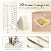 imageGiantex 15 Drawer Rolling Cart with Drawers Storage Organizer Cart for Classroom Office School Teacher Mobile Drawer Cart for Tools Crafts Small Printer Paper PastelIvory