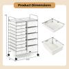 imageGiantex 15 Drawer Rolling Cart with Drawers Storage Organizer Cart for Classroom Office School Teacher Mobile Drawer Cart for Tools Crafts Small Printer Paper PastelIvory