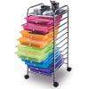 imageGiantex 15 Drawer Rolling Cart with Drawers Storage Organizer Cart for Classroom Office School Teacher Mobile Drawer Cart for Tools Crafts Small Printer Paper PastelMulticolor