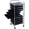 imageGiantex 15 Drawer Rolling Cart with Drawers Storage Organizer Cart for Classroom Office School Teacher Mobile Drawer Cart for Tools Crafts Small Printer Paper PastelBlack