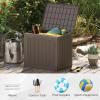 imageGiantex 25 Gallon Outdoor Storage Box Patio Deck Box with Lockable Lid Wickerwoven Texture Waterproof Storage Bench for Pool Accessories Garden Tools Package Delivery Patio Furniture BlackBrown