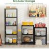 imageGiantex 4Tier HeavyDuty Plastic Storage Shelves Freestanding Garage Shelving Unit MultiUse Organizer Rack for Pantry Kitchen Laundry NoTool Assembly Black 224 x 125 x 531