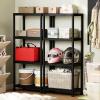 imageGiantex 4Tier HeavyDuty Plastic Storage Shelves Freestanding Garage Shelving Unit MultiUse Organizer Rack for Pantry Kitchen Laundry NoTool Assembly Black 224 x 125 x 531