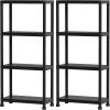 imageGiantex 4Tier HeavyDuty Plastic Storage Shelves Freestanding Garage Shelving Unit MultiUse Organizer Rack for Pantry Kitchen Laundry NoTool Assembly Black 224 x 125 x 532
