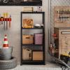 imageGiantex 4Tier HeavyDuty Plastic Storage Shelves Freestanding Garage Shelving Unit MultiUse Organizer Rack for Pantry Kitchen Laundry NoTool Assembly Black 224 x 125 x 532