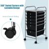 imageGiantex 6 Storage Drawer Cart Rolling Organizer Cart for Tools Scrapbook Paper Home Office School Multipurpose Mobile Utility Cart IvoryBlack