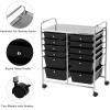 imageGiantex 6 Storage Drawer Cart Rolling Organizer Cart for Tools Scrapbook Paper Home Office School Multipurpose Mobile Utility Cart IvoryBlack