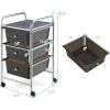 imageGiantex 6 Storage Drawer Cart Rolling Organizer Cart for Tools Scrapbook Paper Home Office School Multipurpose Mobile Utility Cart IvoryBlack